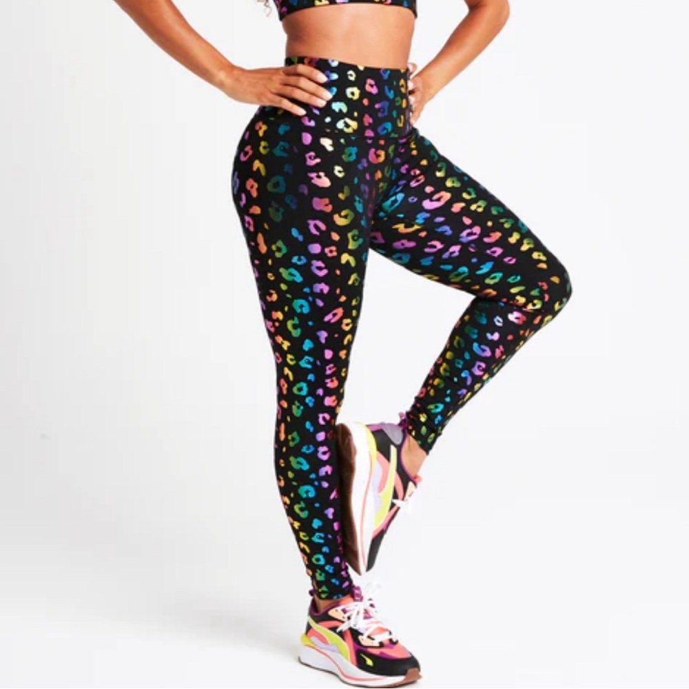 Terez UpLift Leggings in Rainbow Cheetah Foil - XS